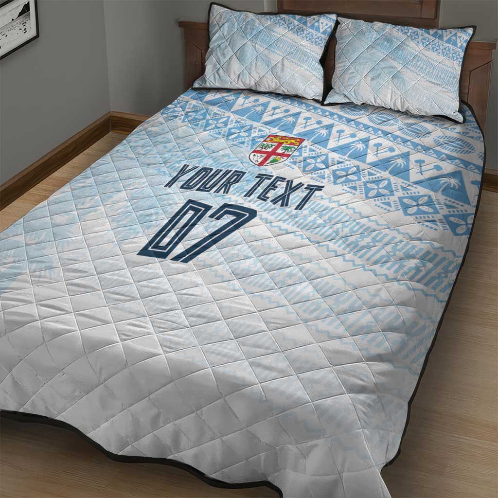 Fiji Rugby Custom Kaiviti Masi Quilt Bed Set Turquoise LT7 - Polynesian Pride