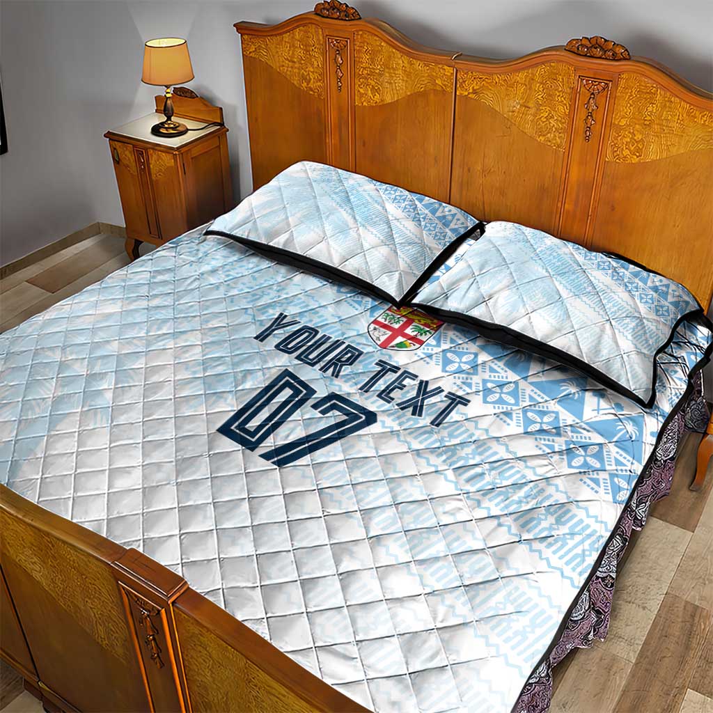 Fiji Rugby Custom Kaiviti Masi Quilt Bed Set Turquoise LT7 - Polynesian Pride