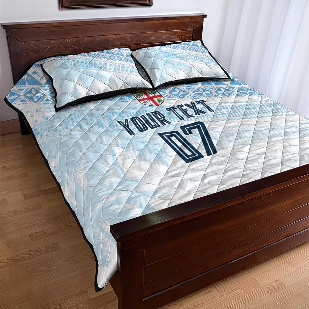 Fiji Rugby Custom Kaiviti Masi Quilt Bed Set Turquoise LT7 - Polynesian Pride