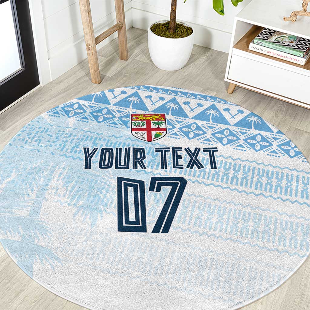 Fiji Rugby Custom Kaiviti Masi Round Carpet Turquoise LT7 Turquoise - Polynesian Pride