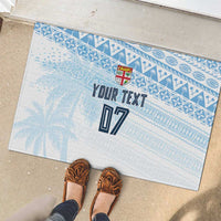 Fiji Rugby Custom Kaiviti Masi Rubber Doormat Turquoise LT7 - Polynesian Pride