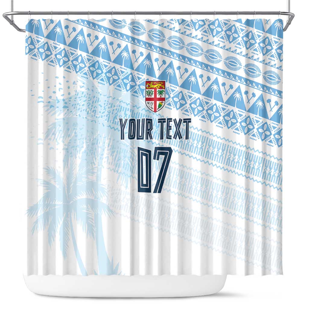 Fiji Rugby Custom Kaiviti Masi Shower Curtain Turquoise LT7 Turquoise - Polynesian Pride