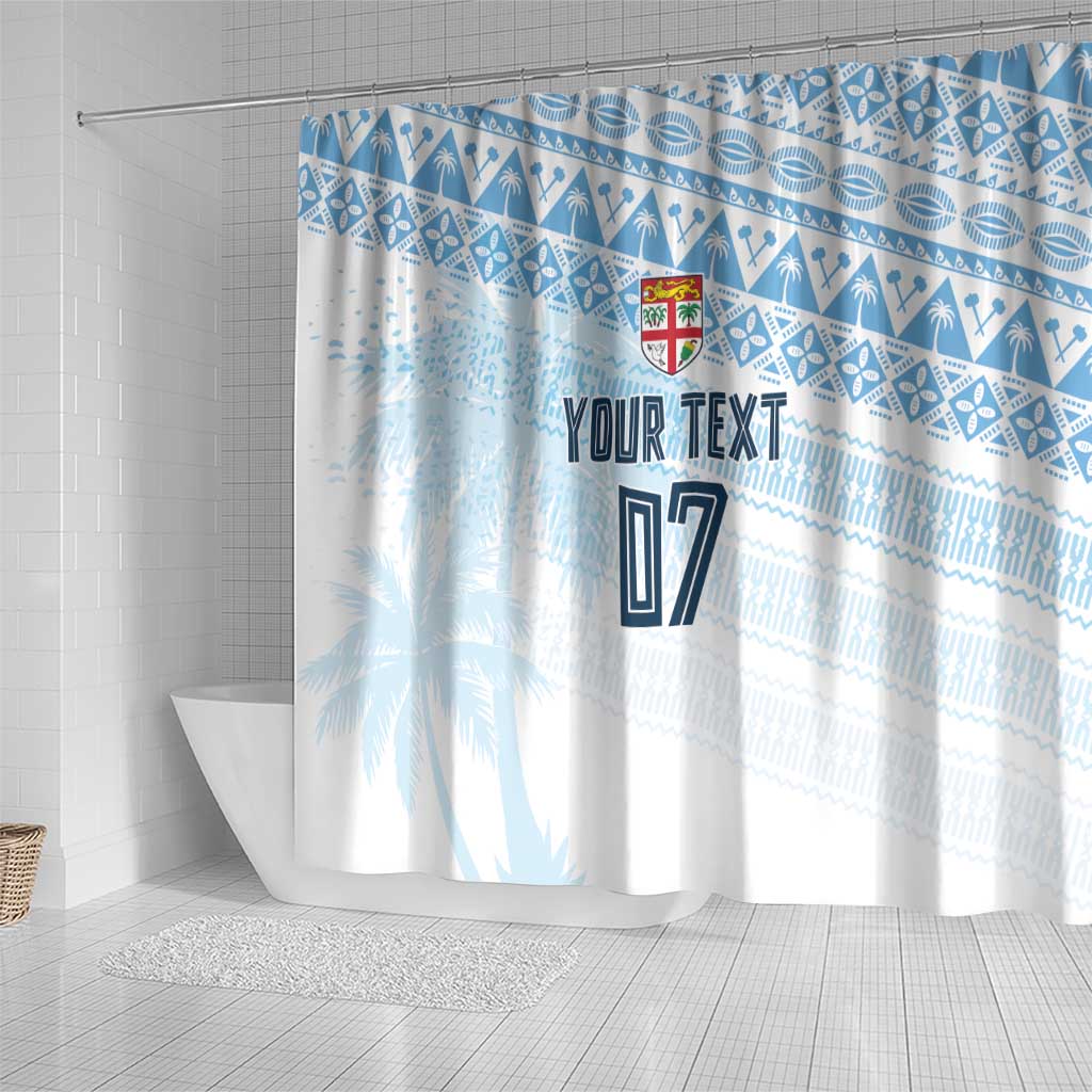 Fiji Rugby Custom Kaiviti Masi Shower Curtain Turquoise LT7 - Polynesian Pride