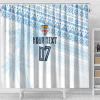 Fiji Rugby Custom Kaiviti Masi Shower Curtain Turquoise LT7 - Polynesian Pride