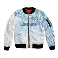 Fiji Rugby Custom Kaiviti Masi Sleeve Zip Bomber Jacket Turquoise LT7 Unisex Turquoise - Polynesian Pride
