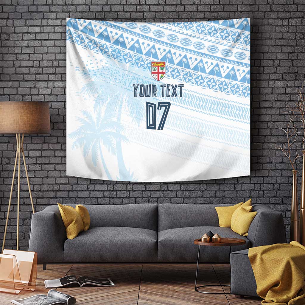 Fiji Rugby Custom Kaiviti Masi Tapestry Turquoise LT7 Turquoise - Polynesian Pride
