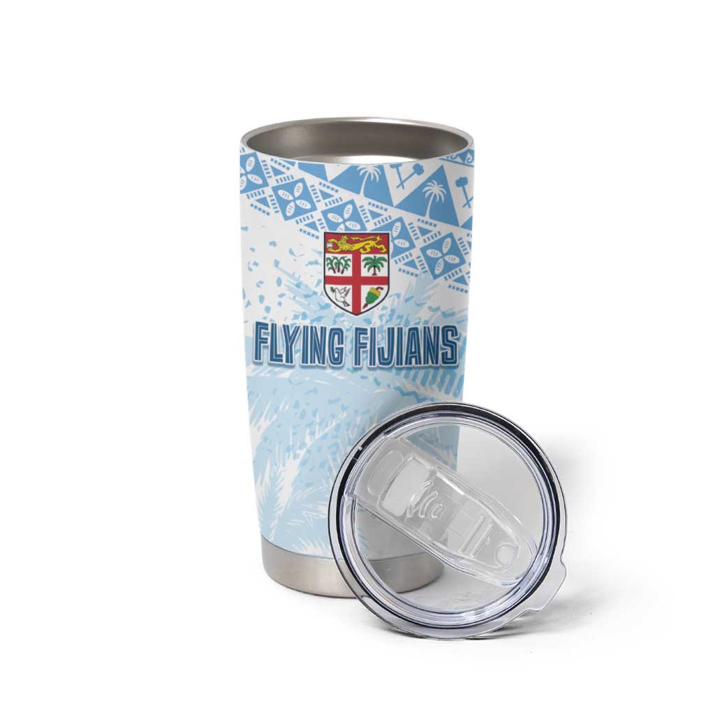 Fiji Rugby Custom Kaiviti Masi Tumbler Cup Turquoise LT7 - Polynesian Pride