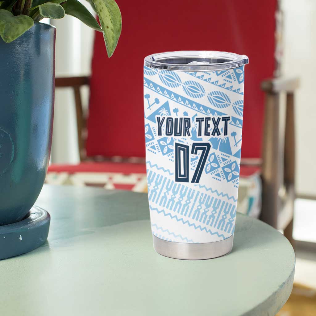Fiji Rugby Custom Kaiviti Masi Tumbler Cup Turquoise LT7 - Polynesian Pride