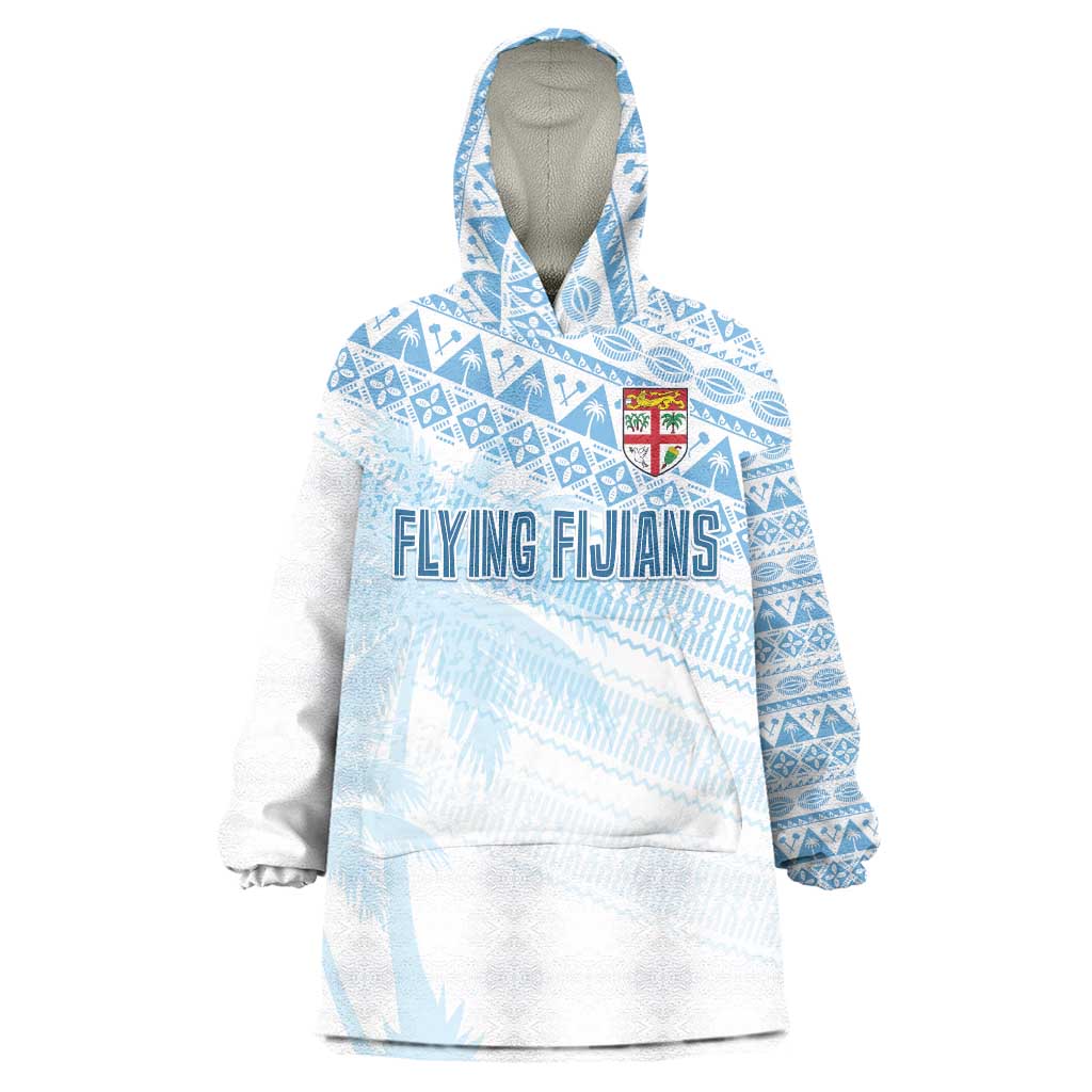 Fiji Rugby Custom Kaiviti Masi Wearable Blanket Hoodie Turquoise LT7 One Size Turquoise - Polynesian Pride
