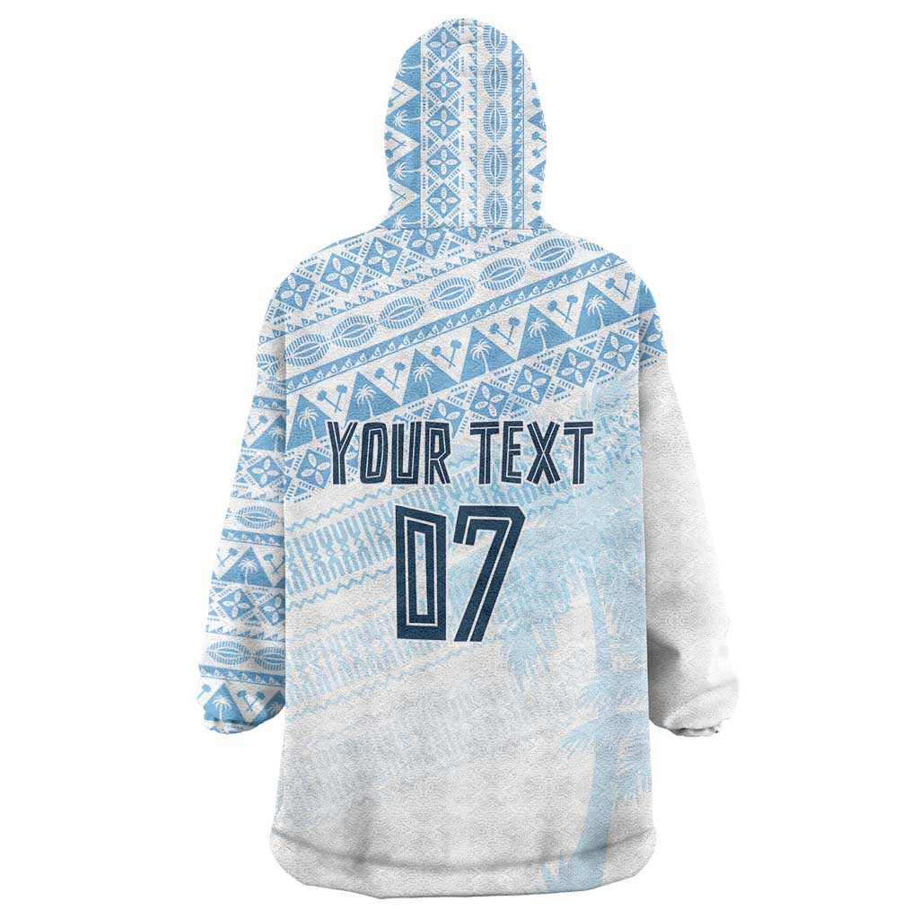 Fiji Rugby Custom Kaiviti Masi Wearable Blanket Hoodie Turquoise LT7 - Polynesian Pride