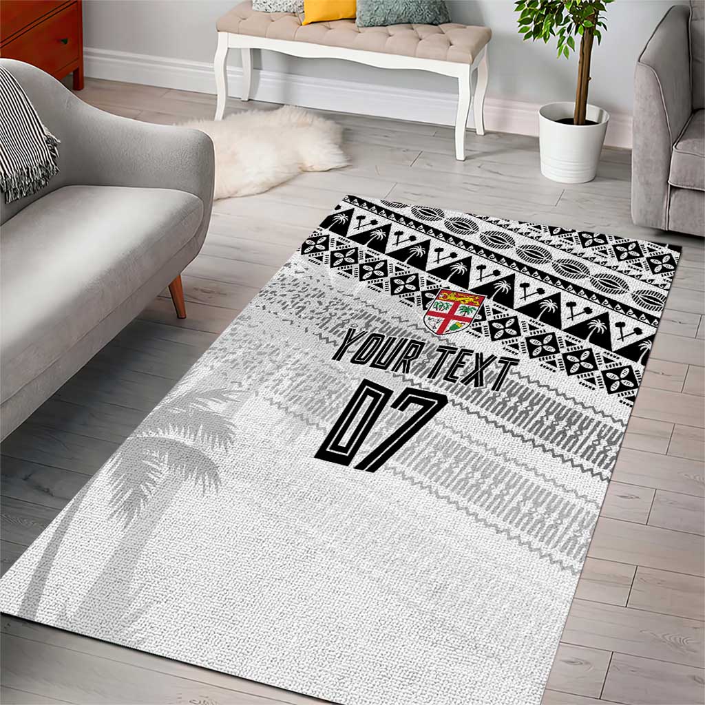 Fiji Rugby Custom Kaiviti Masi Area Rug Black LT7 - Polynesian Pride