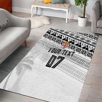 Fiji Rugby Custom Kaiviti Masi Area Rug Black LT7 - Polynesian Pride