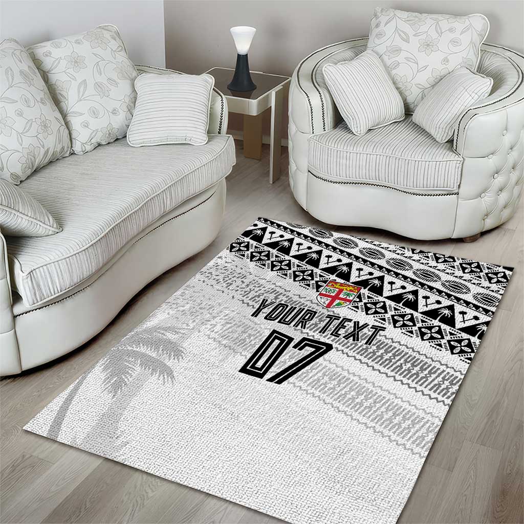 Fiji Rugby Custom Kaiviti Masi Area Rug Black LT7 - Polynesian Pride