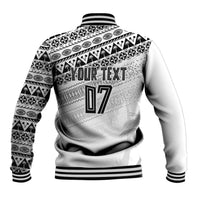 Fiji Rugby Custom Kaiviti Masi Baseball Jacket Black LT7 - Polynesian Pride