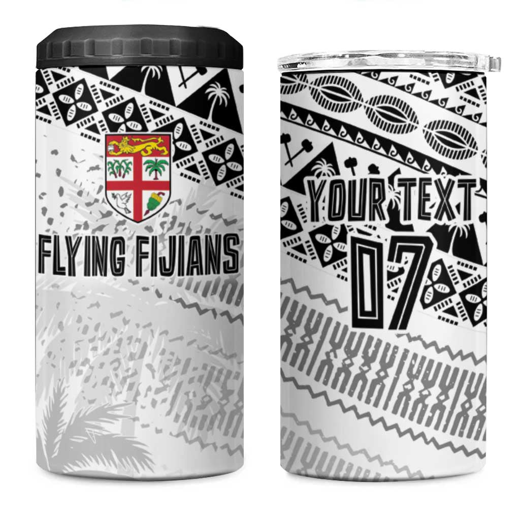 Fiji Rugby Custom Kaiviti Masi 4 in 1 Can Cooler Tumbler Black LT7 One Size: 16 oz Black - Polynesian Pride