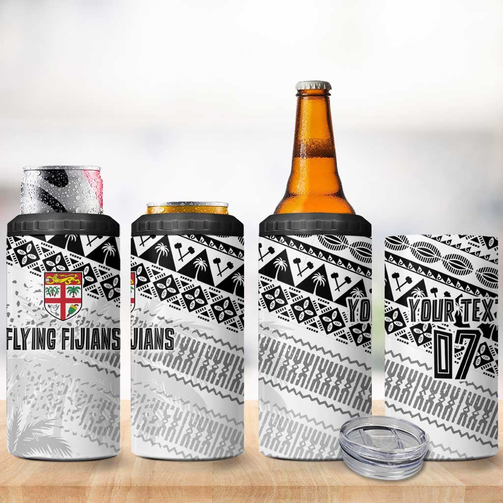 Fiji Rugby Custom Kaiviti Masi 4 in 1 Can Cooler Tumbler Black LT7 - Polynesian Pride