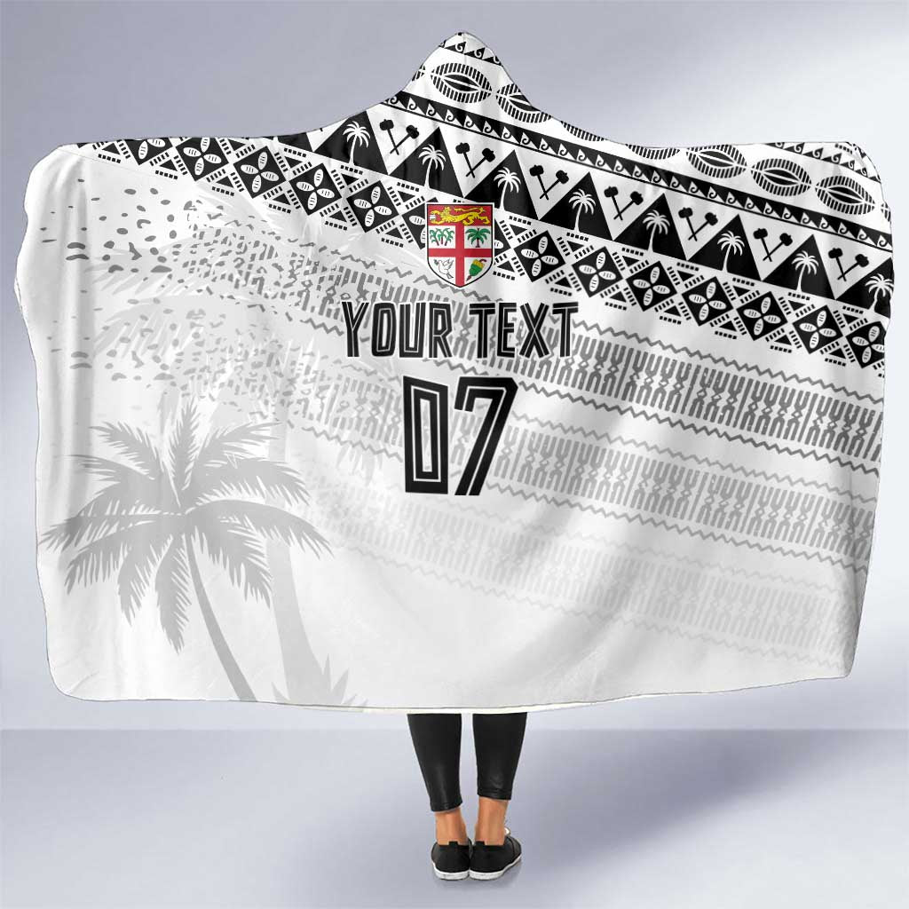 Fiji Rugby Custom Kaiviti Masi Hooded Blanket Black LT7 One Size Black - Polynesian Pride