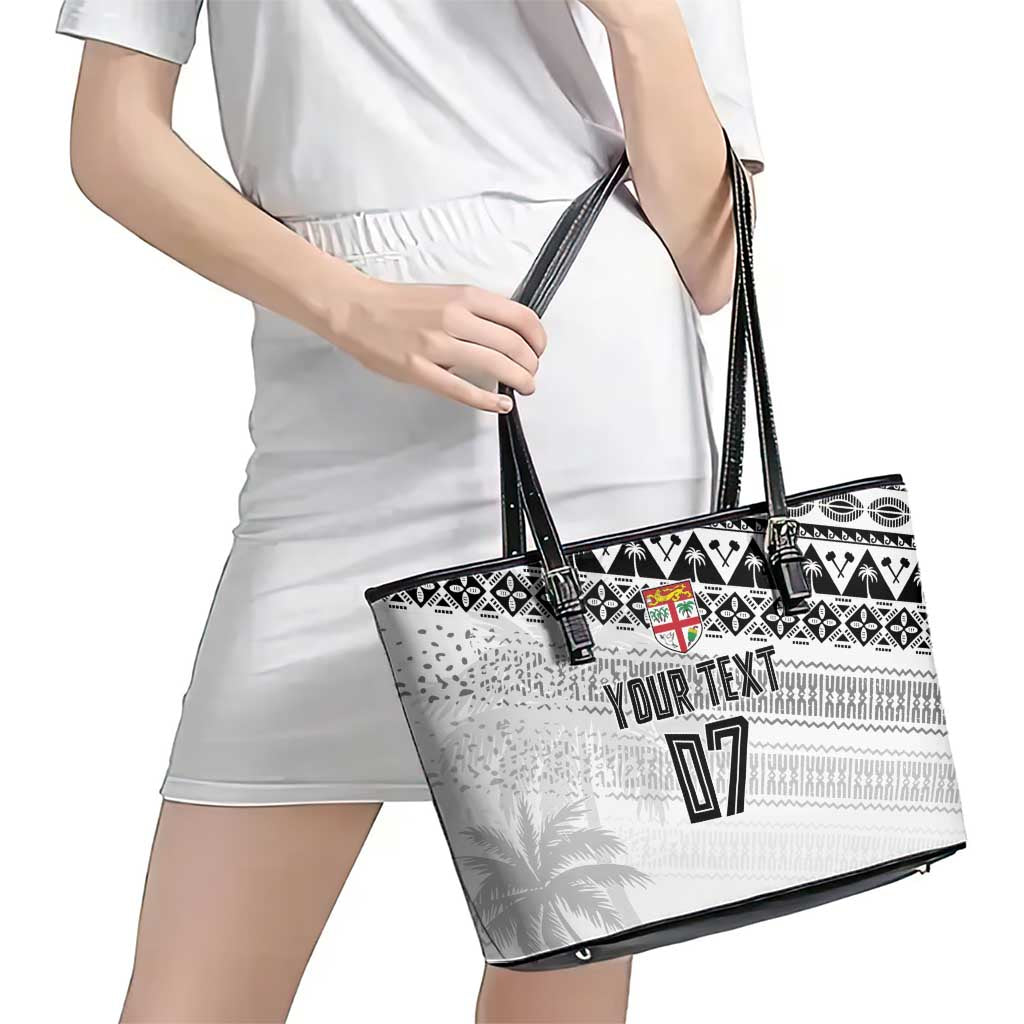 Fiji Rugby Custom Kaiviti Masi Leather Tote Bag Black LT7 - Polynesian Pride