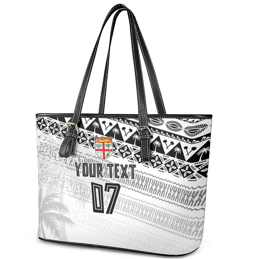 Fiji Rugby Custom Kaiviti Masi Leather Tote Bag Black LT7 - Polynesian Pride