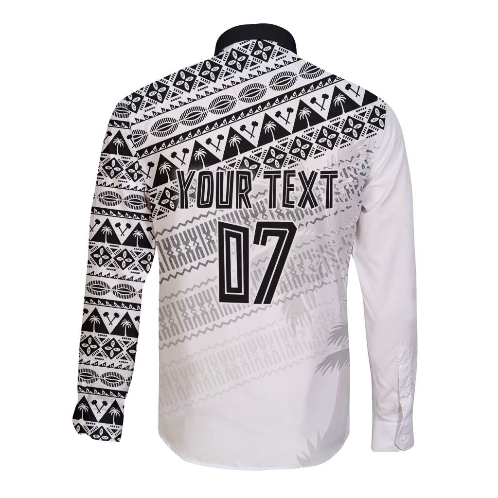 Fiji Rugby Custom Kaiviti Masi Long Sleeve Button Shirt Black LT7 - Polynesian Pride