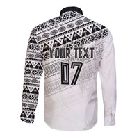 Fiji Rugby Custom Kaiviti Masi Long Sleeve Button Shirt Black LT7 - Polynesian Pride