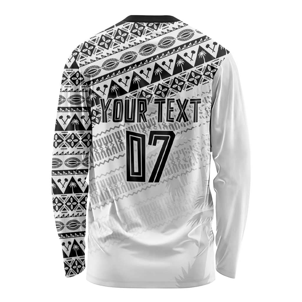 Fiji Rugby Custom Kaiviti Masi Long Sleeve Shirt Black LT7 - Polynesian Pride