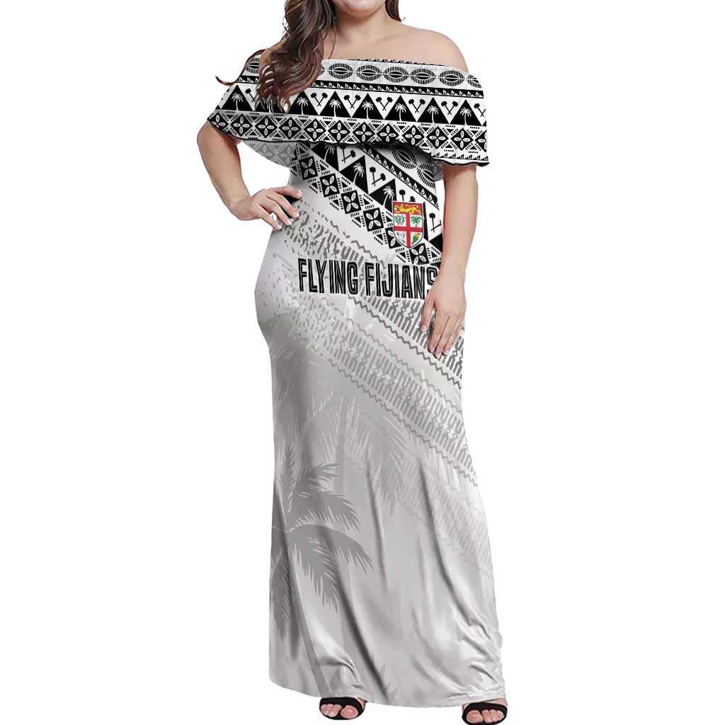 Fiji Rugby Custom Kaiviti Masi Off Shoulder Maxi Dress Black LT7 Women Black - Polynesian Pride
