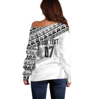 Fiji Rugby Custom Kaiviti Masi Off Shoulder Sweater Black LT7 - Polynesian Pride
