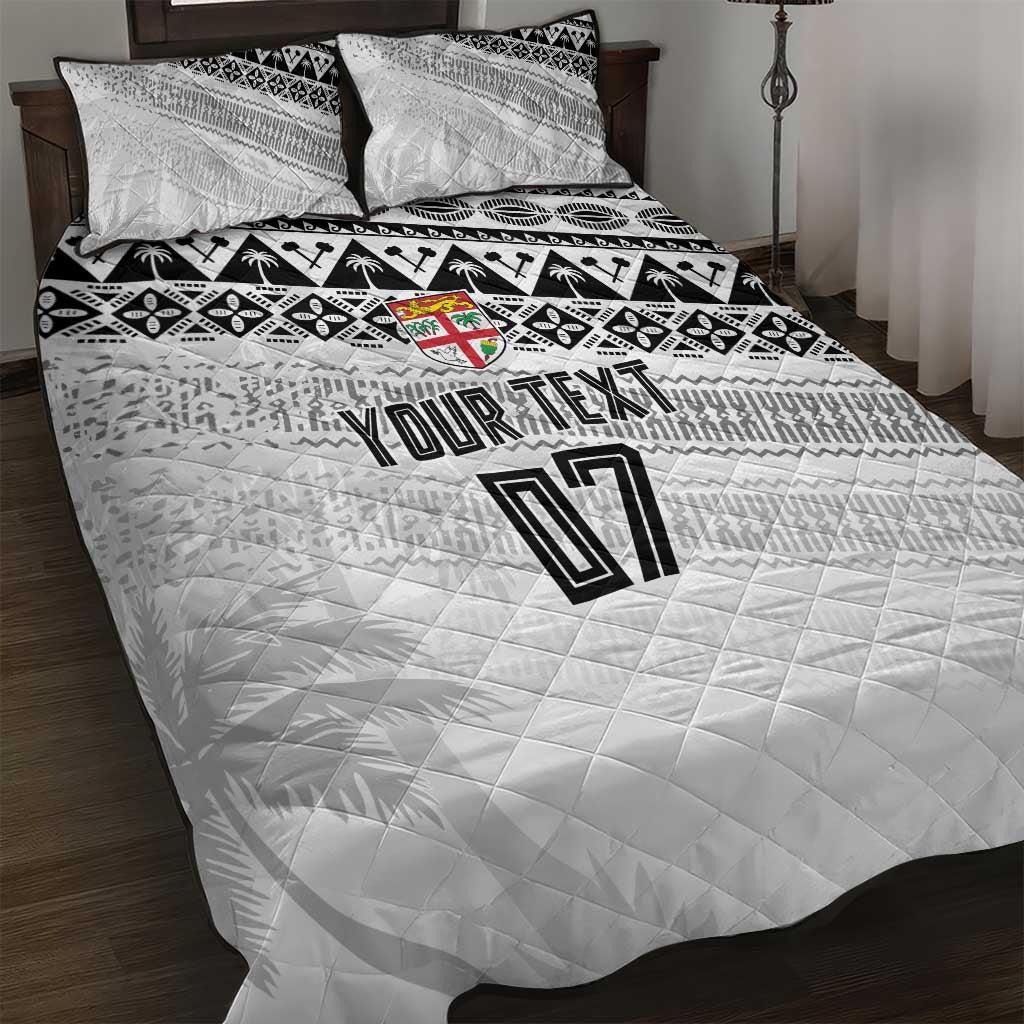 Fiji Rugby Custom Kaiviti Masi Quilt Bed Set Black LT7 Black - Polynesian Pride