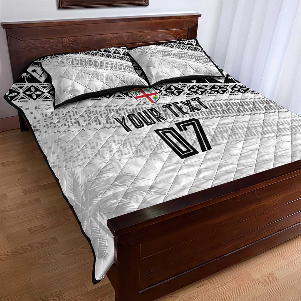 Fiji Rugby Custom Kaiviti Masi Quilt Bed Set Black LT7 - Polynesian Pride