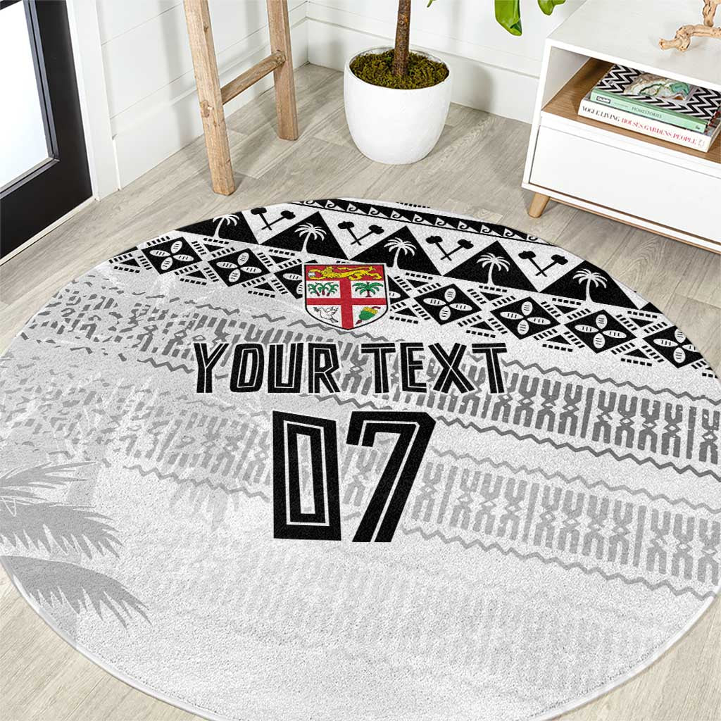 Fiji Rugby Custom Kaiviti Masi Round Carpet Black LT7 Black - Polynesian Pride