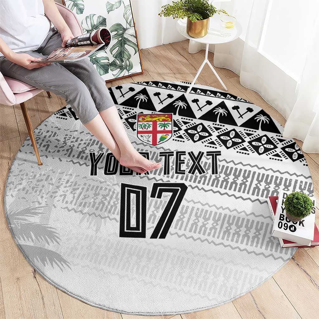 Fiji Rugby Custom Kaiviti Masi Round Carpet Black LT7 - Polynesian Pride