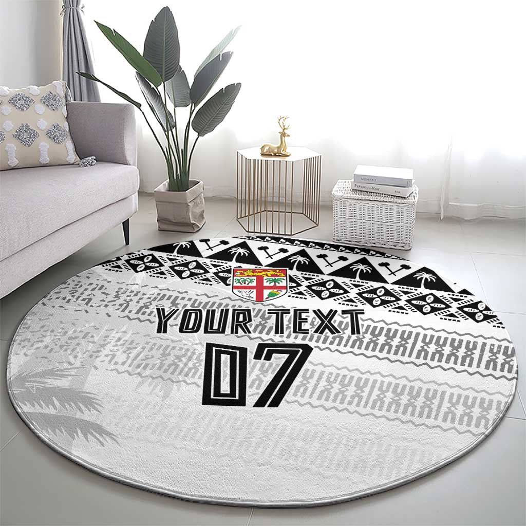 Fiji Rugby Custom Kaiviti Masi Round Carpet Black LT7 - Polynesian Pride