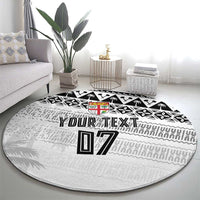Fiji Rugby Custom Kaiviti Masi Round Carpet Black LT7 - Polynesian Pride