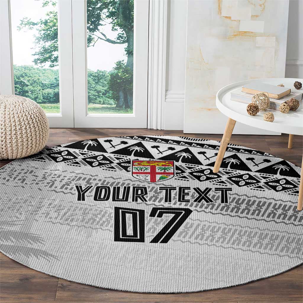 Fiji Rugby Custom Kaiviti Masi Round Carpet Black LT7 - Polynesian Pride