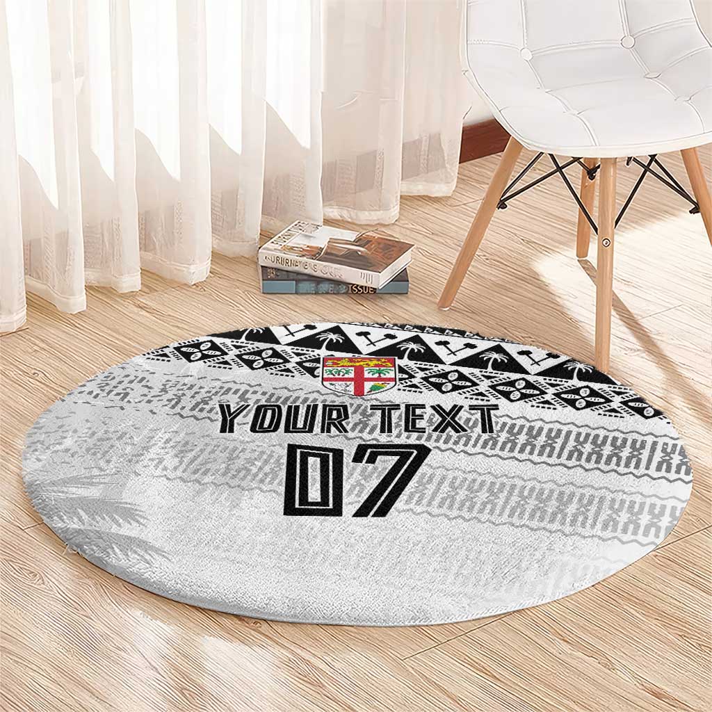 Fiji Rugby Custom Kaiviti Masi Round Carpet Black LT7 - Polynesian Pride