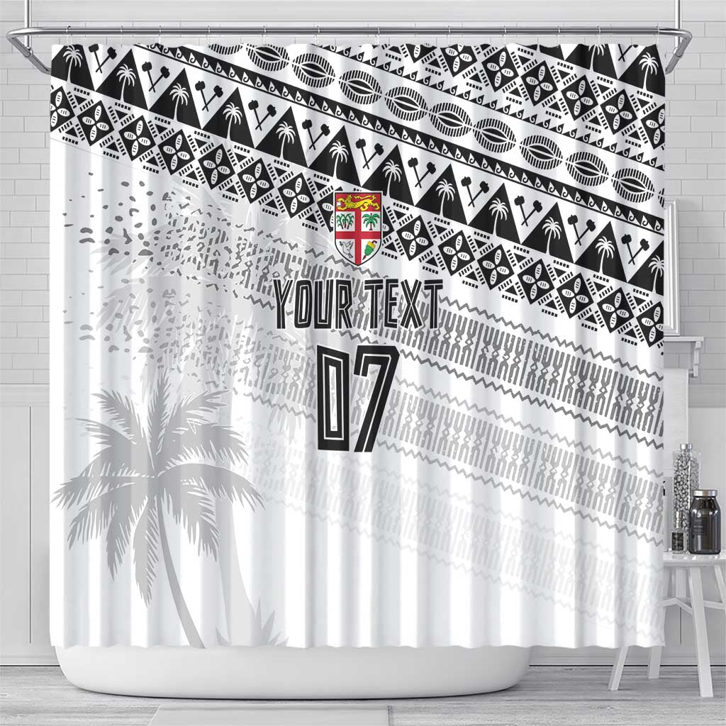 Fiji Rugby Custom Kaiviti Masi Shower Curtain Black LT7 - Polynesian Pride