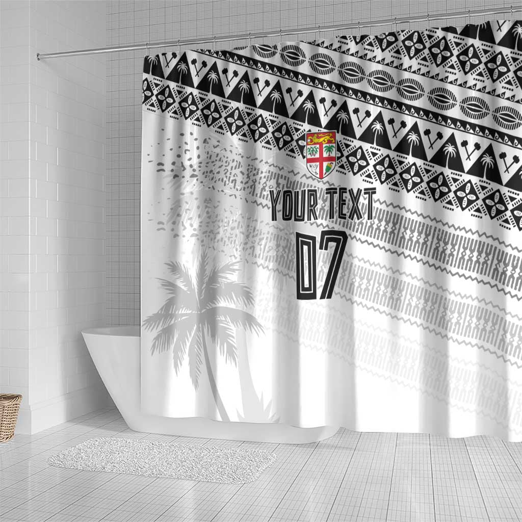 Fiji Rugby Custom Kaiviti Masi Shower Curtain Black LT7 - Polynesian Pride