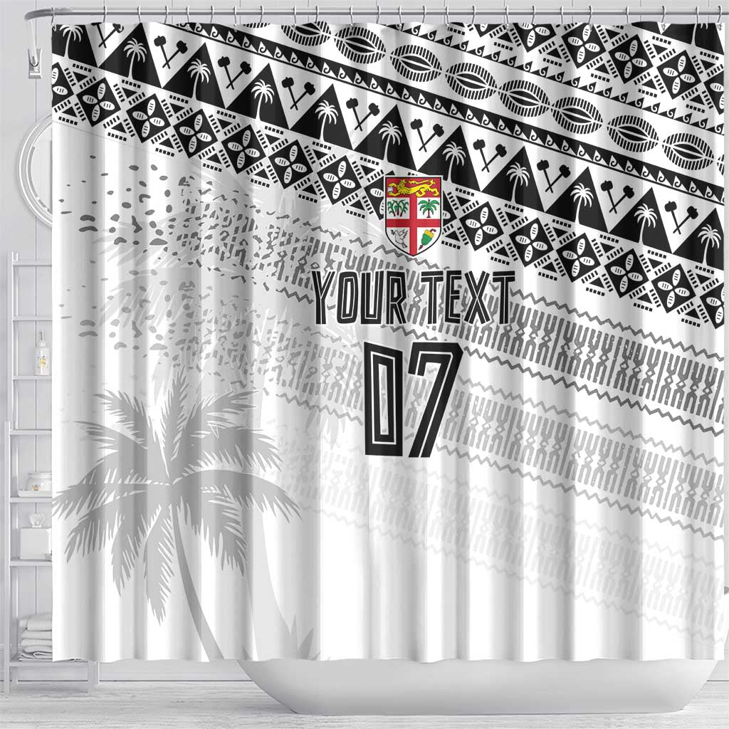 Fiji Rugby Custom Kaiviti Masi Shower Curtain Black LT7 - Polynesian Pride