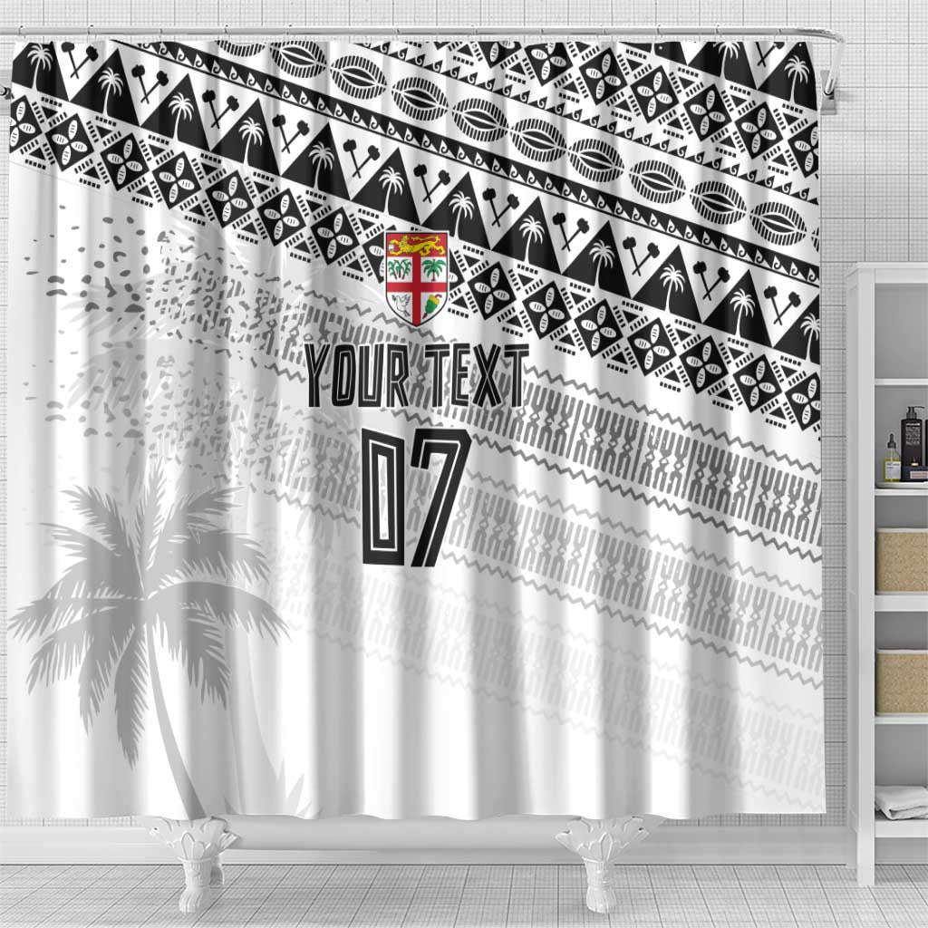 Fiji Rugby Custom Kaiviti Masi Shower Curtain Black LT7 - Polynesian Pride
