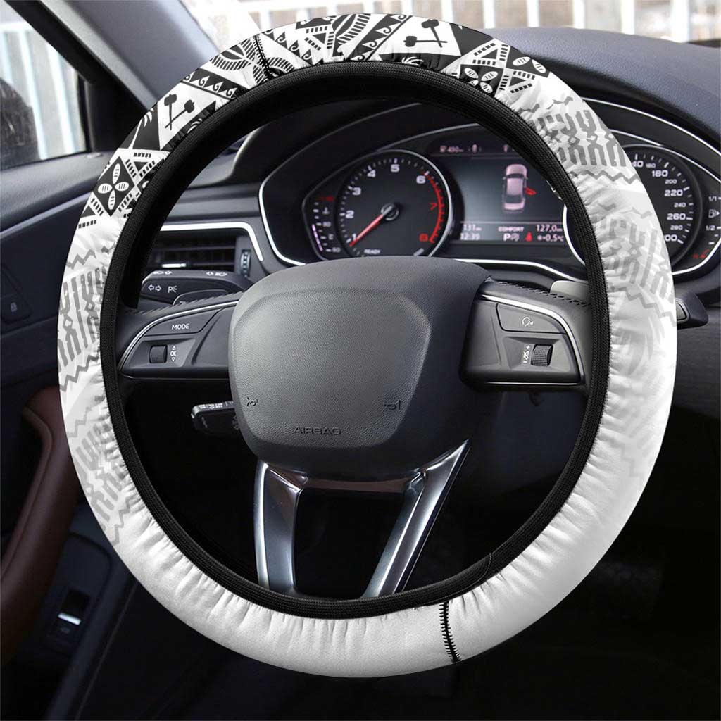 Fiji Rugby Kaiviti Masi Steering Wheel Cover Black LT7 - Polynesian Pride