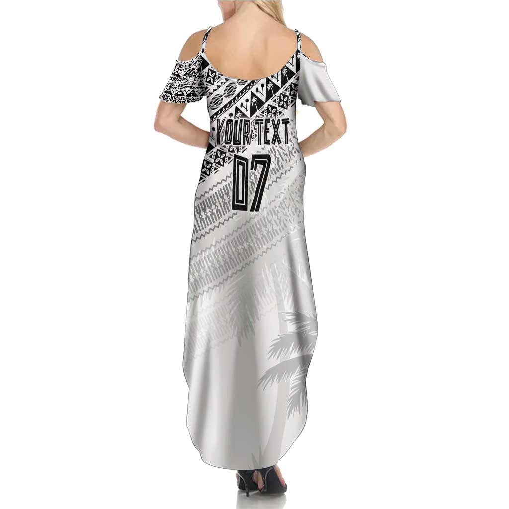 Fiji Rugby Custom Kaiviti Masi Summer Maxi Dress Black LT7 - Polynesian Pride