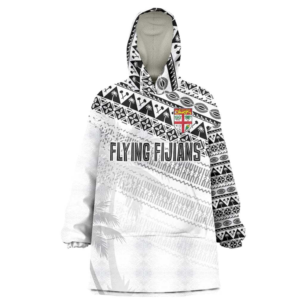 Fiji Rugby Custom Kaiviti Masi Wearable Blanket Hoodie Black LT7 One Size Black - Polynesian Pride