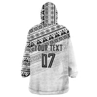 Fiji Rugby Custom Kaiviti Masi Wearable Blanket Hoodie Black LT7 - Polynesian Pride