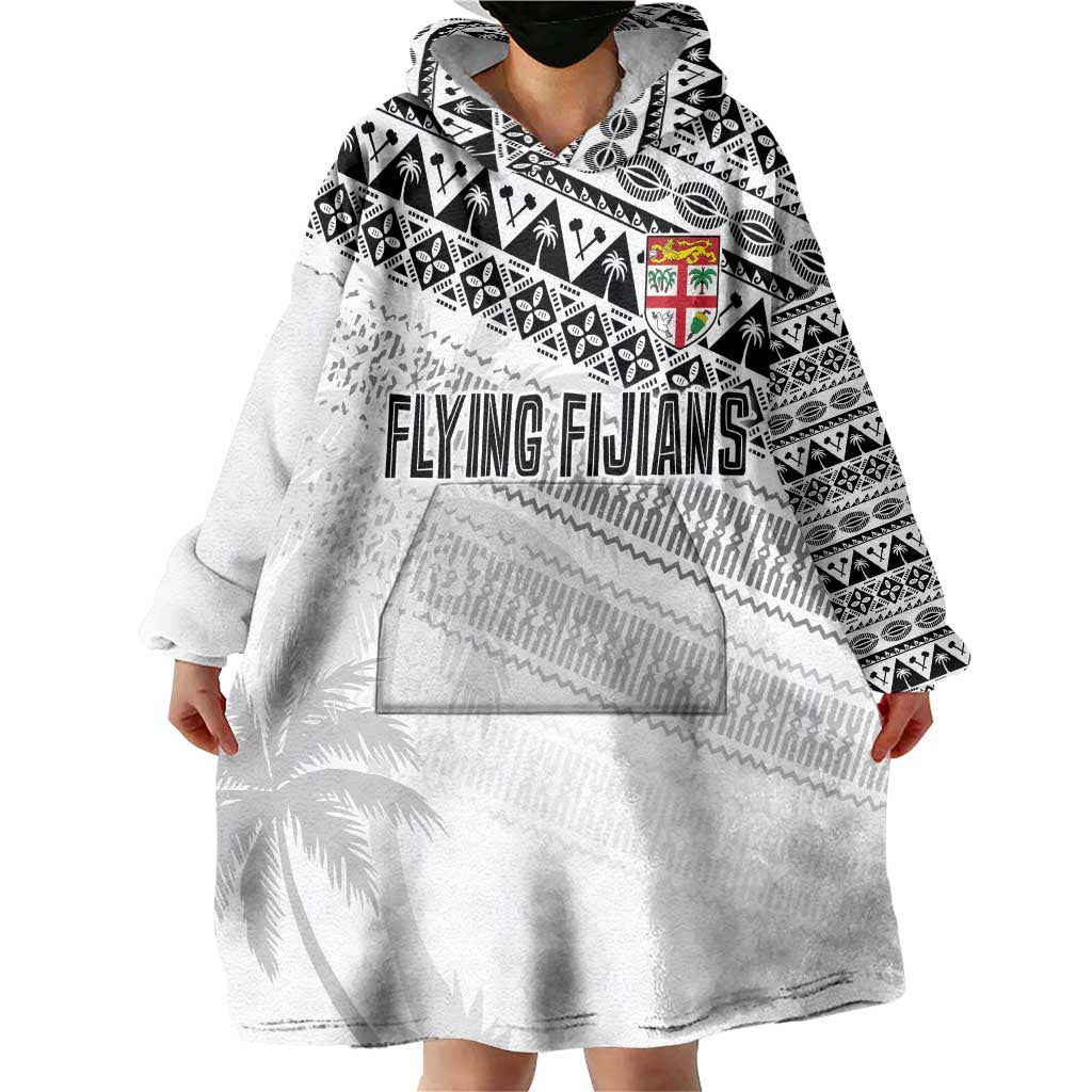 Fiji Rugby Custom Kaiviti Masi Wearable Blanket Hoodie Black LT7 - Polynesian Pride