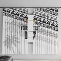Fiji Rugby Custom Kaiviti Masi Window Curtain Black LT7 With Hooks Black - Polynesian Pride
