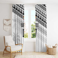 Fiji Rugby Custom Kaiviti Masi Window Curtain Black LT7 - Polynesian Pride