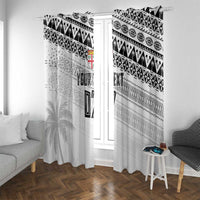 Fiji Rugby Custom Kaiviti Masi Window Curtain Black LT7 With Grommets Black - Polynesian Pride