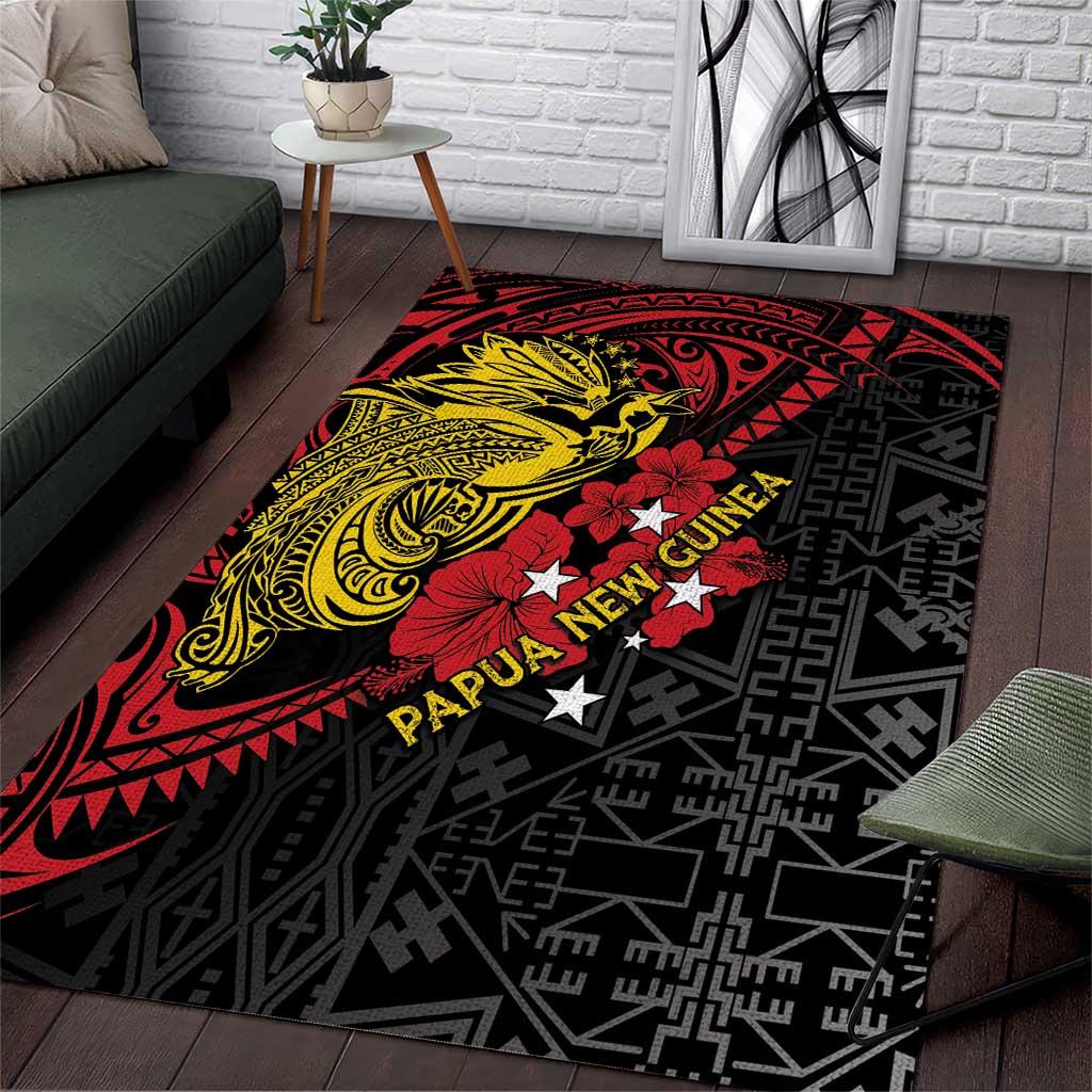 Papua New Guinea 49th Independence Day Area Rug Motuan Revareva Bird-of-Paradise LT7 Black - Polynesian Pride