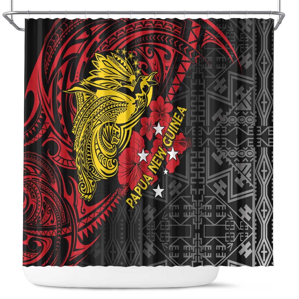 Papua New Guinea 49th Independence Day Shower Curtain Motuan Revareva Bird-of-Paradise LT7 Black - Polynesian Pride